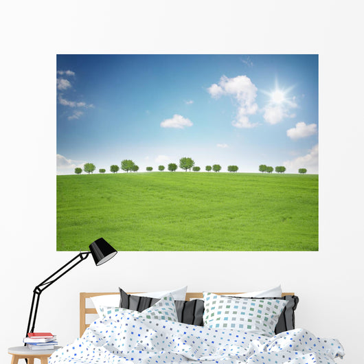Landschaft mit Sonne Wall Mural
