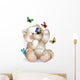 Happy Teddy bear and butterfly Wall Decal