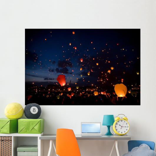 Night christmas festival of lights Wall Mural