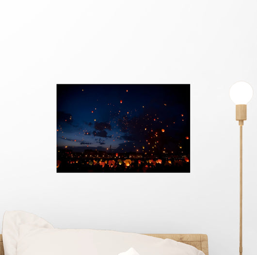 Night christmas festival of lanterns Wall Mural