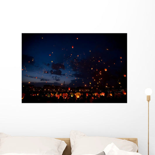 Night christmas festival of lanterns Wall Mural