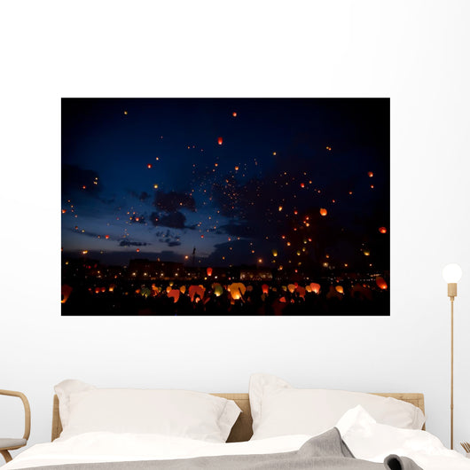 Night christmas festival of lanterns Wall Mural