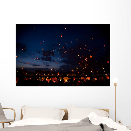 Night christmas festival of lanterns Wall Mural