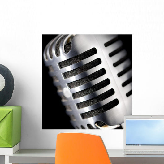 Chrome Microphone Wall Mural