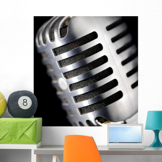Chrome Microphone Wall Mural
