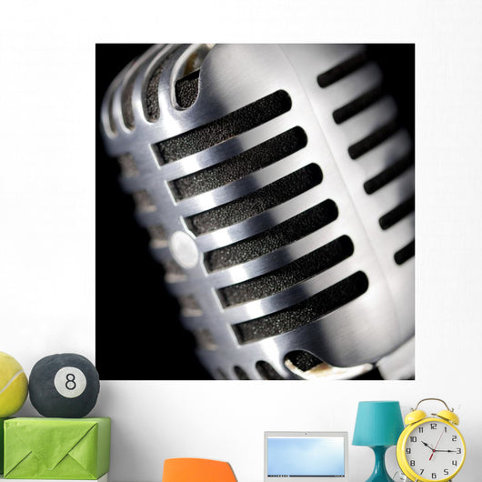 Chrome Microphone Wall Mural