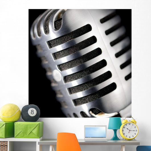 Chrome Microphone Wall Mural