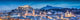 Salzburg winter panorama at blue hour, Salzburger Land, Austria Wall Mural