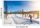 Cross-country skiing in Scandinavian winter landscape at sunset Wall Mural