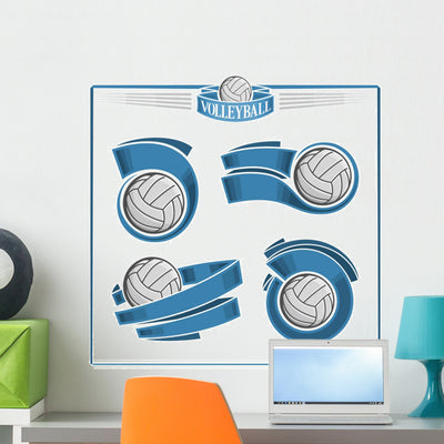Volleyball Emblems Wall Stickers shown on a wall