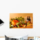 Pumpkin With Wine Fruit and Vegetables Wall Mural