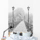 Winter city park. Lovers Bridge in Kiev. Ukraine. Wall Mural