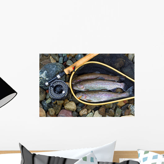 Trout inside Landing Net Wall Mural