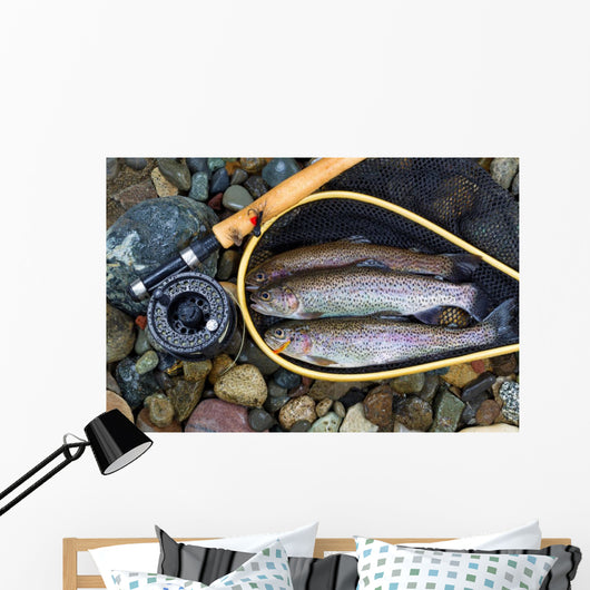Trout inside Landing Net Wall Mural