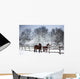 Chestnut horses winter Wall Mural