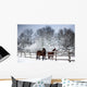 Chestnut horses winter Wall Mural