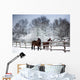 Chestnut horses winter Wall Mural