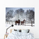 Chestnut horses winter Wall Mural