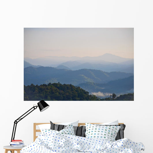 Early morning fog and cloud mountain Wall Mural