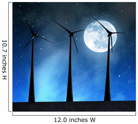 Wind turbines in the night sky with moon. Wall Mural
