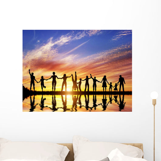 Happy group of diverse people, friends, family together Wall Mural