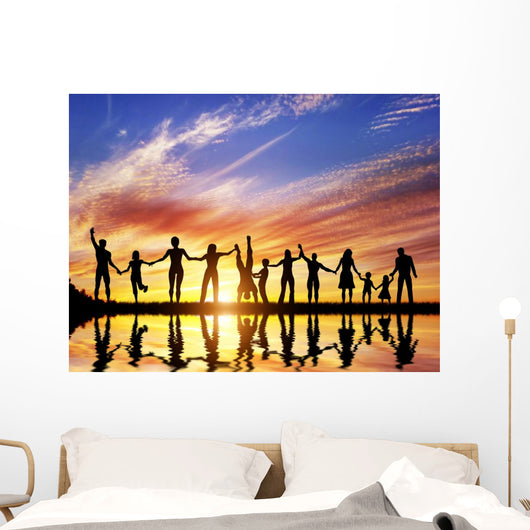 Happy group of diverse people, friends, family together Wall Mural
