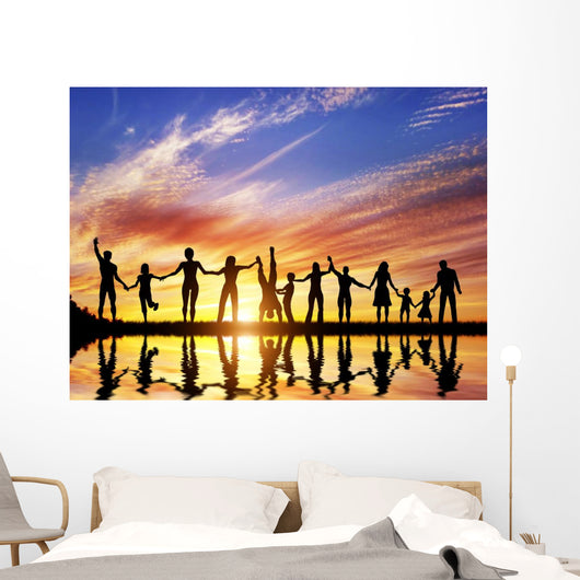 Happy group of diverse people, friends, family together Wall Mural