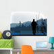 fisherman silhouette at morning Wall Mural
