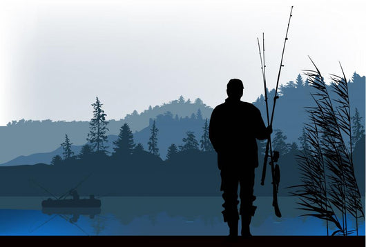fisherman silhouette at morning Wall Mural