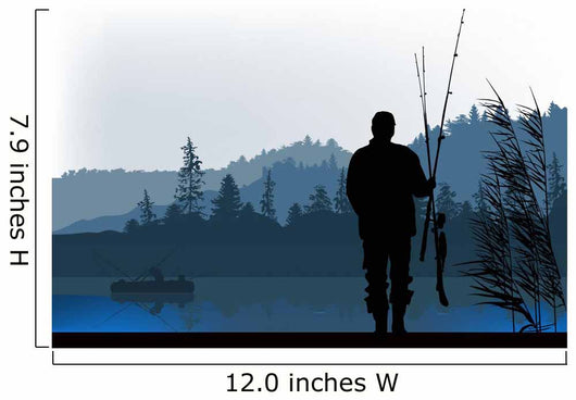 fisherman silhouette at morning Wall Mural
