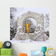 Statue of Johann Strauss in winter in Vienna Stadtpark Wall Mural