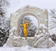 Statue of Johann Strauss in winter in Vienna Stadtpark Wall Mural