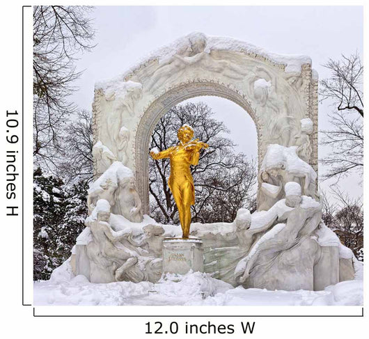 Statue of Johann Strauss in winter in Vienna Stadtpark Wall Mural