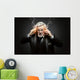 Businessman with burning Mobile Phones Wall Mural