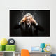 Businessman with burning Mobile Phones Wall Mural
