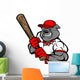 Bulldog Baseball Player Wall Decal