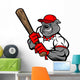 Bulldog Baseball Player Wall Decal
