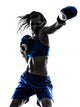 woman boxer boxing kickboxing silhouette isolated Wall Decal
