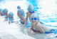 children group  at swimming pool Wall Mural
