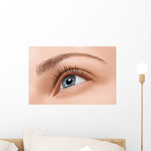 Close up blue eye with makeup Wall Mural