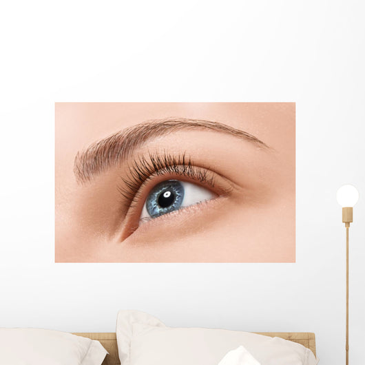 Close up blue eye with makeup Wall Mural