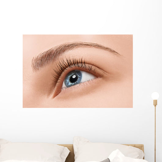 Close up blue eye with makeup Wall Mural