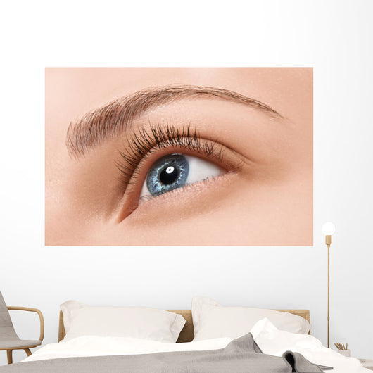 Close up blue eye with makeup Wall Mural