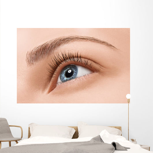 Close up blue eye with makeup Wall Mural