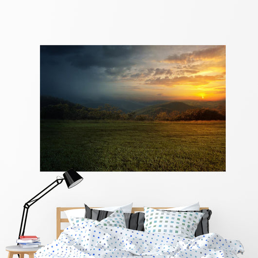 Rain and sunset Wall Mural