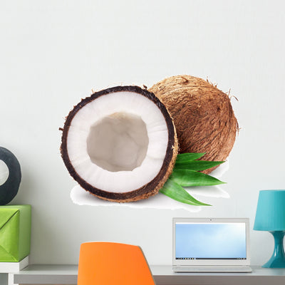 Coconuts and It's Half Wall Decal shown on a wall