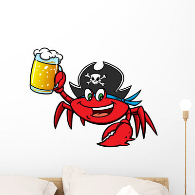 Crab Pirate Wall Decal shown on a wall