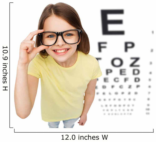 smiling little girl in eyeglasses with eye chart Wall Mural
