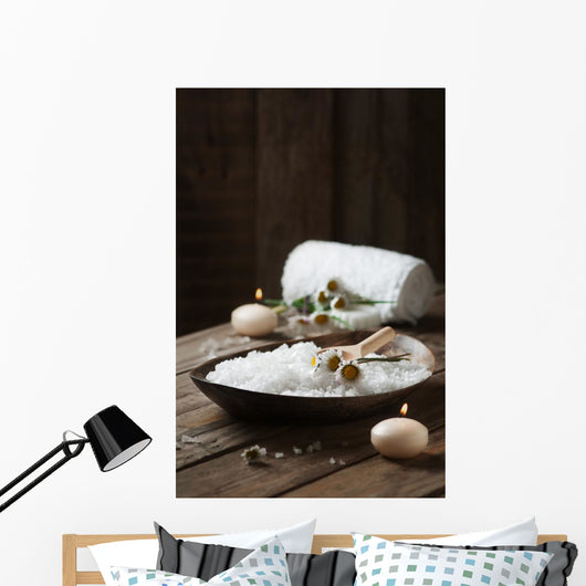 Spa Concept with Daisies Horizontal Wall Decal