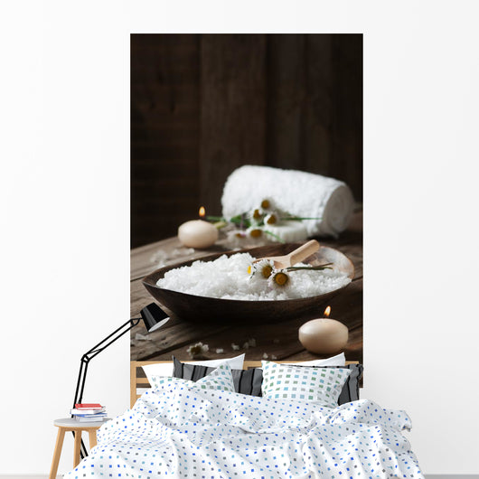 Spa Concept with Daisies Horizontal Wall Decal